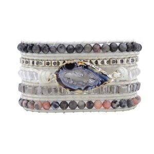 NWOT $44 Ananta Stones Healing White Labrodorite Wrap Bracelet